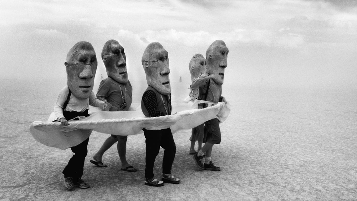 Participation is key at Burning Man. The festival is known for its experimental sculptures, surreal buildings and interactive performances as well as its wide array of Mad Max-style cars. This photo was taken by Stewart Harveyat Burning Man’s 1999 edition.